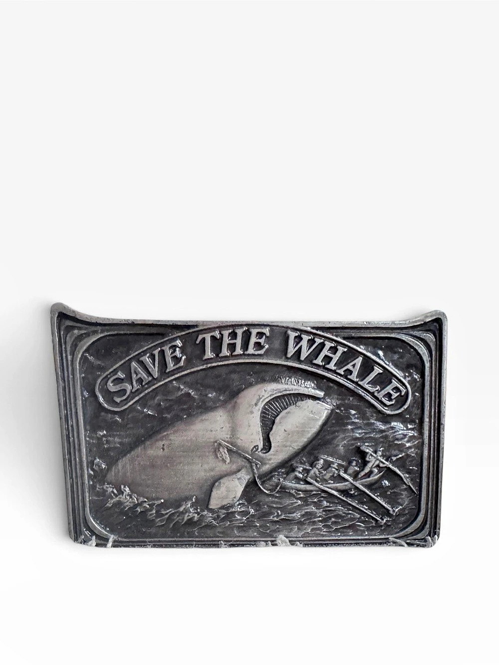Bergamot Brass Works Save the Whale Belt Buckle Black & Silver
